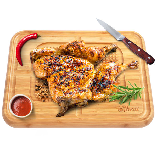 Sangdo Carving Cutting Board, Large Turkey Bamboo Board With Juice